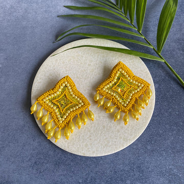 Auspicious Yellow Pearl Earrings